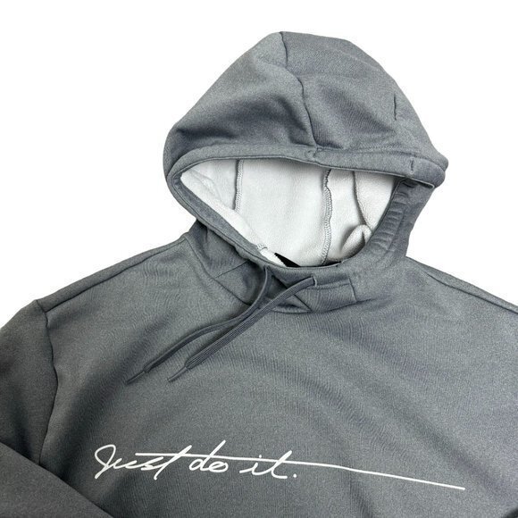 Nike Womens Size XS‎ Gray Pullover Sweatshirt Spellout Just Do It Hoodie - Picture 2 of 12